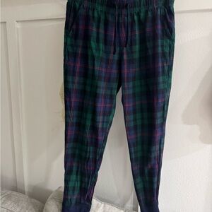 Christmas Old Navy Green and Blue Plaid Joggers pajamas